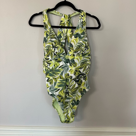 Adore Me Monroe Contour Palm Paradise Halter Neck One Piece Swimsuit Sz 0X NWT - Picture 2 of 8